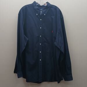 Ralph Lauren Men's Pony Logo Long Sleeve Button Down Shirt Navy Blue Size 2XB